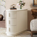 Table d'appoint semi-ovale en bois massif à 3 tiroirs – Noyer / Blanc, détails de style romain, pour 1 personne