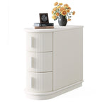 Table d'appoint semi-ovale en bois massif à 3 tiroirs – Noyer / Blanc, détails de style romain, pour 1 personne