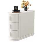 Table d'appoint semi-ovale en bois massif à 3 tiroirs – Noyer / Blanc, détails de style romain, pour 1 personne