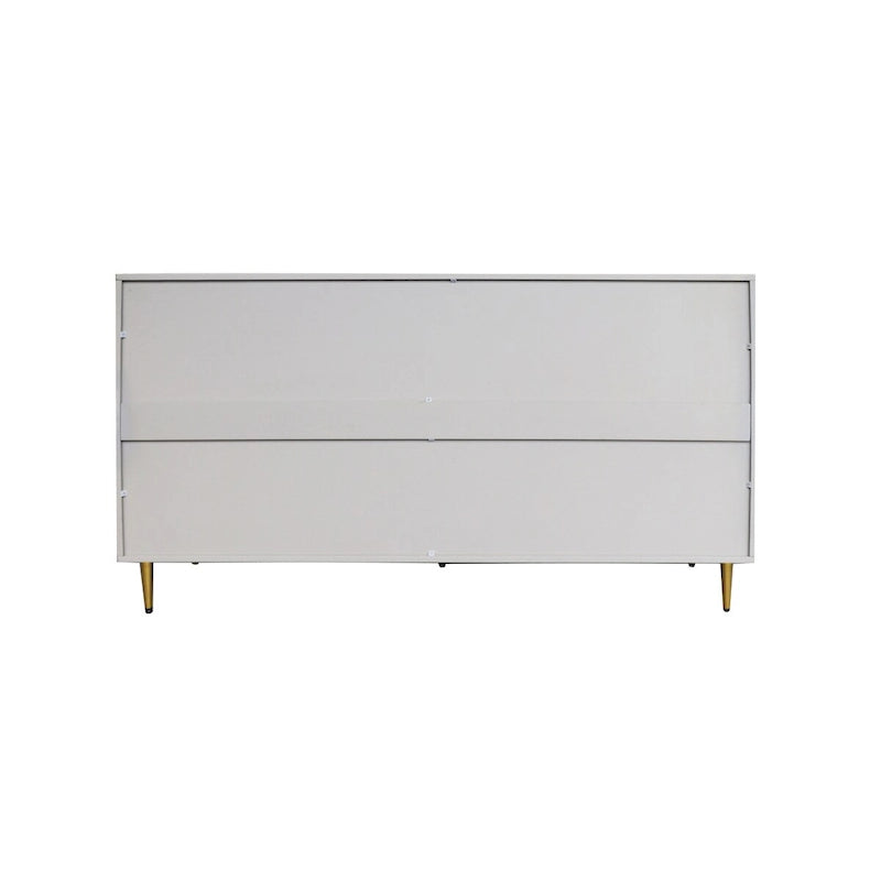 Buffet bahut laqué 4 portes avec étagères réglables – Bleu/Gris, minimaliste, pieds dorés