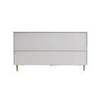 Buffet bahut laqué 4 portes avec étagères réglables – Bleu/Gris, minimaliste, pieds dorés