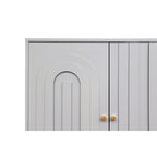 Buffet bahut laqué 4 portes avec étagères réglables – Bleu/Gris, minimaliste, pieds dorés