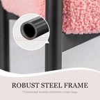 Tabouret de coiffeuse rond en velours – Blanc / Noir / Rose, sans dossier, 1 place