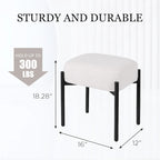 Tabouret de coiffeuse rond en velours – Blanc / Noir / Rose, sans dossier, 1 place