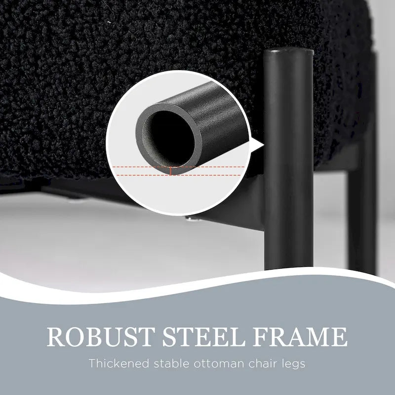 Tabouret de coiffeuse rond en velours – Blanc / Noir / Rose, sans dossier, 1 place