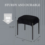 Tabouret de coiffeuse rond en velours – Blanc / Noir / Rose, sans dossier, 1 place