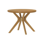 Table à manger ronde en pin massif avec piètement croisé – Blanc côtier brossé / Noyer, 38 po, 4 places