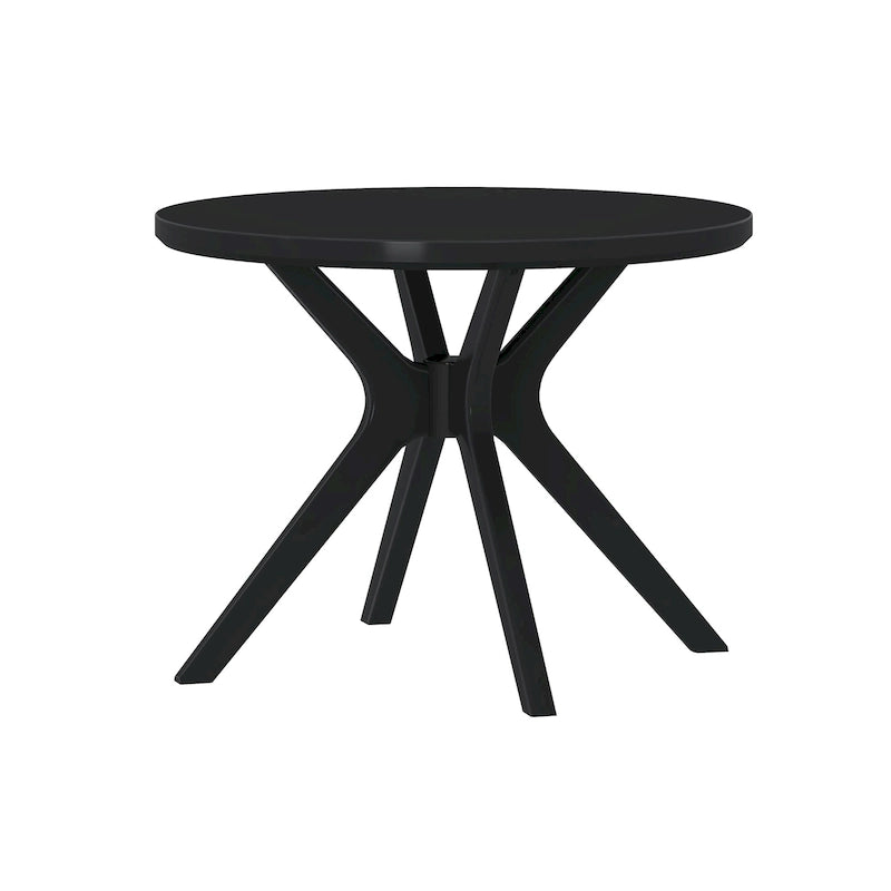 Table à manger ronde en pin massif avec piètement croisé – Blanc côtier brossé / Noyer, 38 po, 4 places
