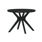 Table à manger ronde en pin massif avec piètement croisé – Blanc côtier brossé / Noyer, 38 po, 4 places