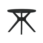 Table à manger ronde en pin massif avec piètement croisé – Blanc côtier brossé / Noyer, 38 po, 4 places