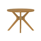 Table à manger ronde en pin massif avec piètement croisé – Blanc côtier brossé / Noyer, 38 po, 4 places