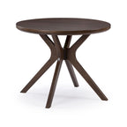Table à manger ronde en pin massif avec piètement croisé – Blanc côtier brossé / Noyer, 38 po, 4 places