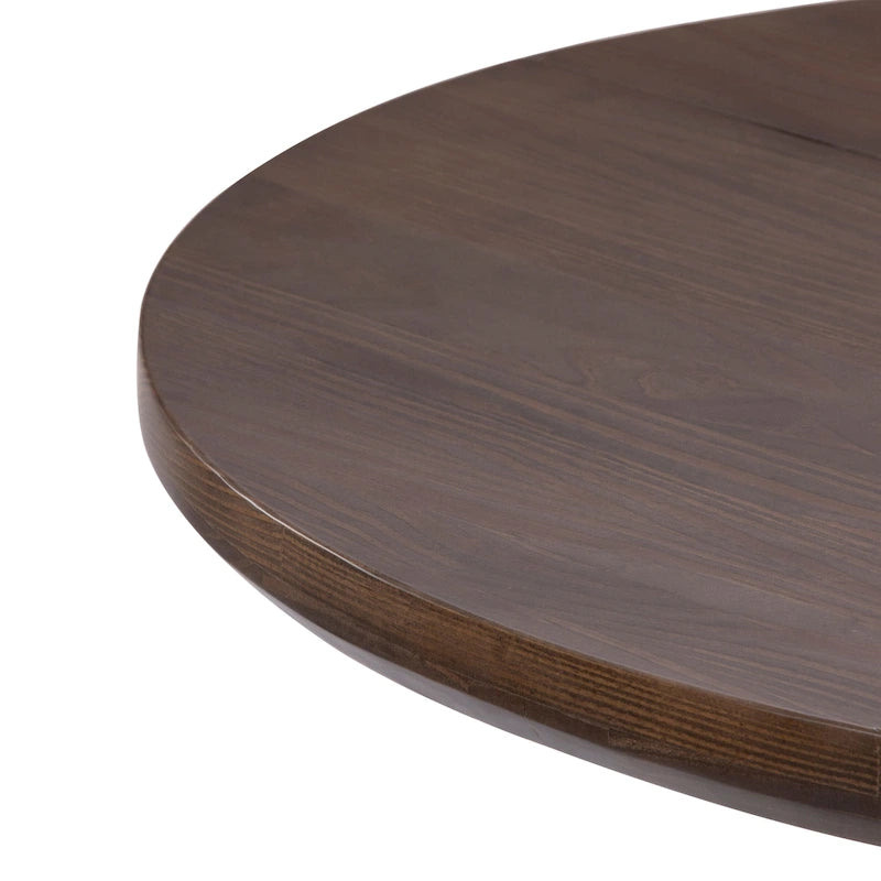 Table à manger ronde en pin massif avec piètement croisé – Blanc côtier brossé / Noyer, 38 po, 4 places
