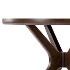 Table à manger ronde en pin massif avec piètement croisé – Blanc côtier brossé / Noyer, 38 po, 4 places