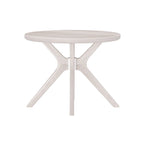 Table à manger ronde en pin massif avec piètement croisé – Blanc côtier brossé / Noyer, 38 po, 4 places