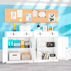 Armoire de rangement métallique verrouillable à 2 tiroirs et étagères réglables – Blanc/Noir, 2 portes