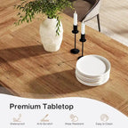 Table à manger rectangulaire de ferme avec pied central – Marron, grain de bois, 6 à 8 places