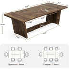 Table à manger rectangulaire de ferme avec pied central – Marron, grain de bois, 6 à 8 places