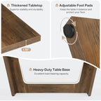 Table à manger rectangulaire de ferme avec pied central – Marron, grain de bois, 6 à 8 places