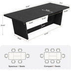 Table à manger rectangulaire de ferme avec pied central – Marron, grain de bois, 6 à 8 places