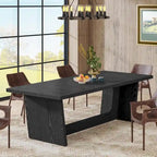Table à manger rectangulaire de ferme avec pied central – Marron, grain de bois, 6 à 8 places