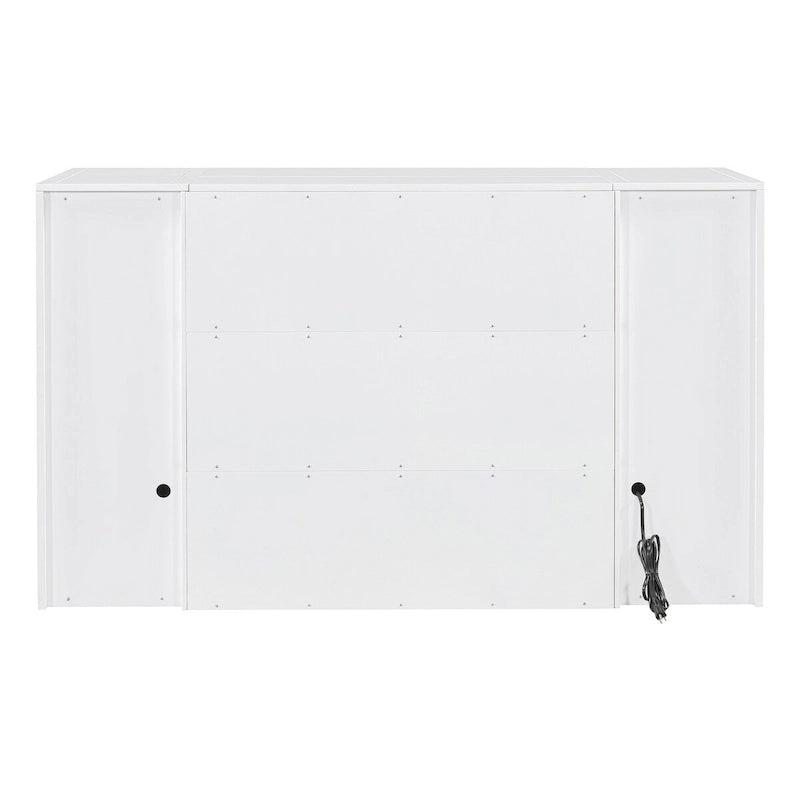 Lit escamotable avec tiroirs, armoires et tabourets – Blanc / Gris, simple / double, 1 à 2 couchages