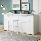 Lit escamotable avec tiroirs, armoires et tabourets – Blanc / Gris, simple / double, 1 à 2 couchages